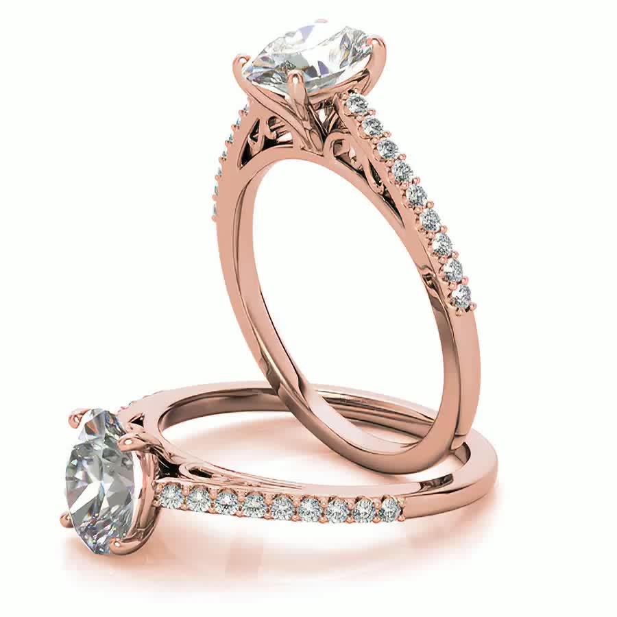 Oval Cathedral Engagement Ring with Scroll Accent - enr125-ov ...