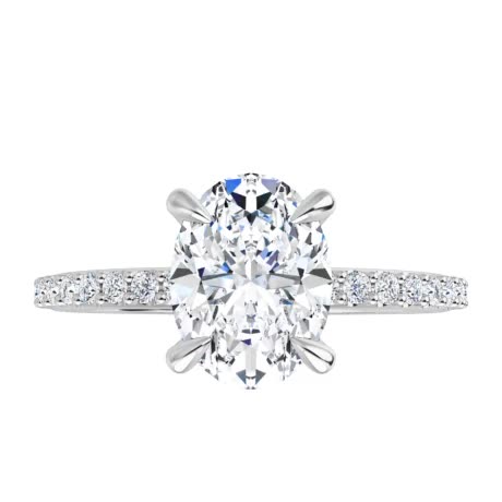 Oval Moissanite Shared Prong Engagement Ring - enr180-ov - MoissaniteCo.com