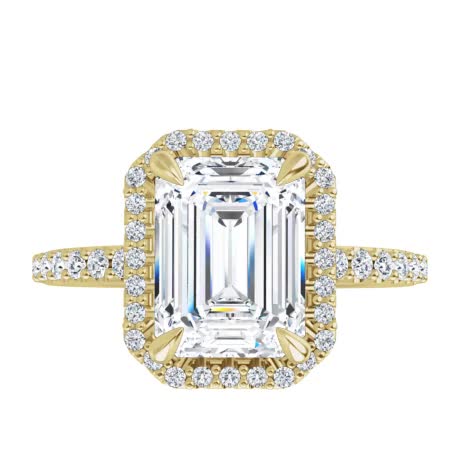 Emerald / Radiant cut Moissanite Engagement Ring with Halo - enr184-em ...
