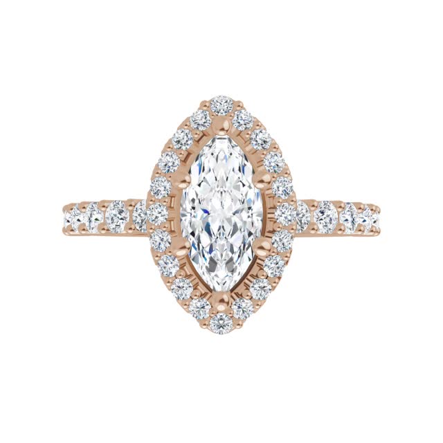 Marquise Pave Halo Engagement Ring - enr331-mq - MoissaniteCo.com