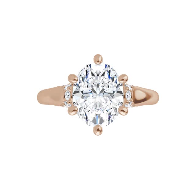 Oval Moissanite Accented Engagement Ring - enr399-ov - MoissaniteCo.com