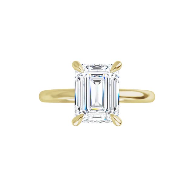 Emerald / Radiant Moissanite Solitaire Ring - enr409-em - MoissaniteCo.com