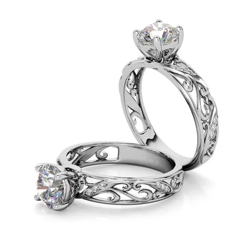 Art Deco OEC Diamond Filigree Ring with Sapphires