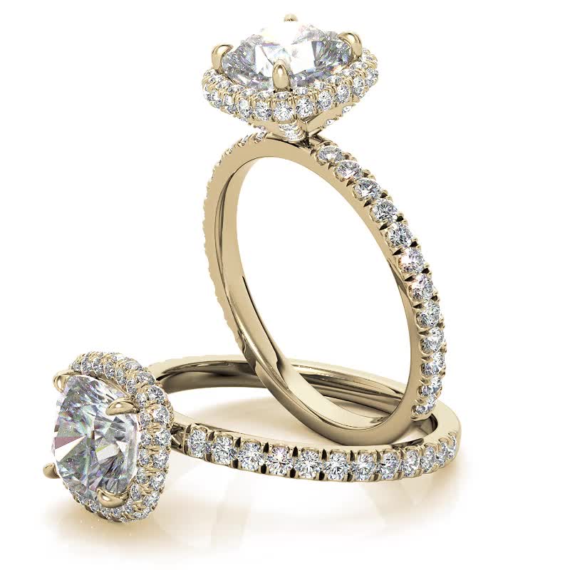 Cushion Encircled Moissanite Halo Engagement Ring - enr674-cu ...