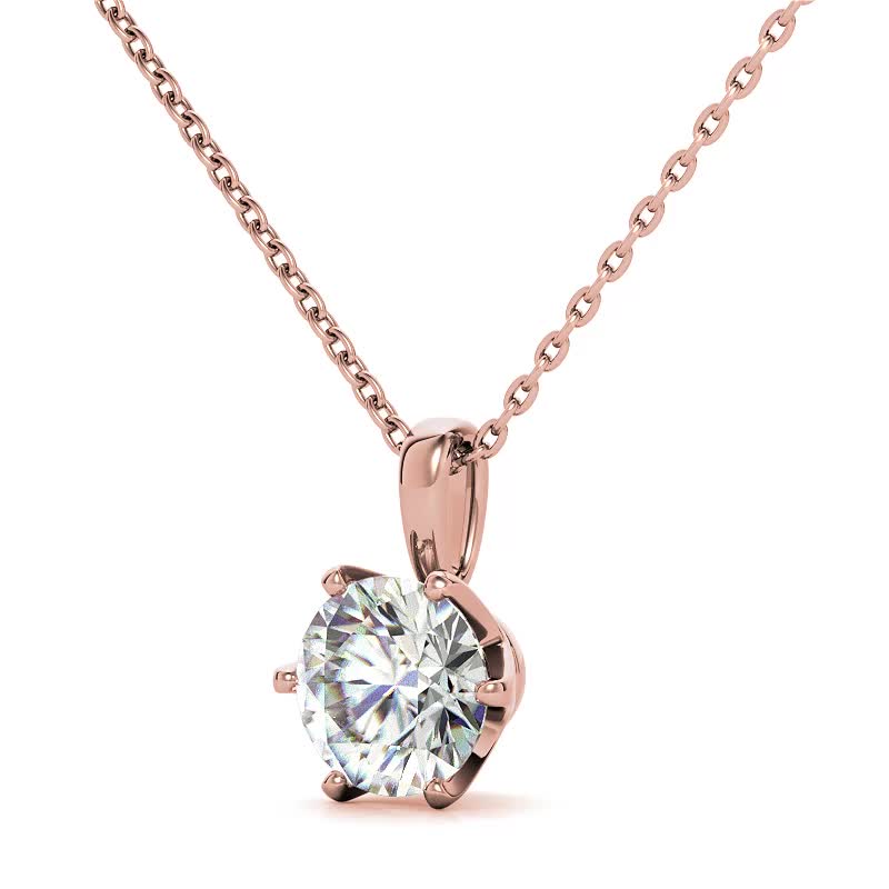 6-Prong Round Brilliant Moissanite Solitaire Pendant - pen309 ...