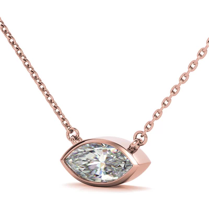 Marquise Bezel Moissanite Pendant - pen342-mq - MoissaniteCo.com