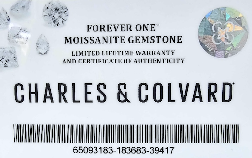 Charles & Colvard limited lifetime warranty and certificate of authenticity Melee